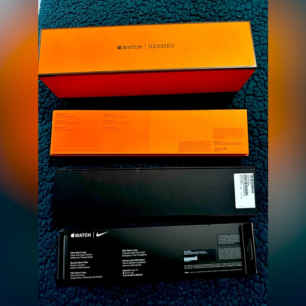 EMPTY BOXES of Hermes Apple watch and 3 bands.